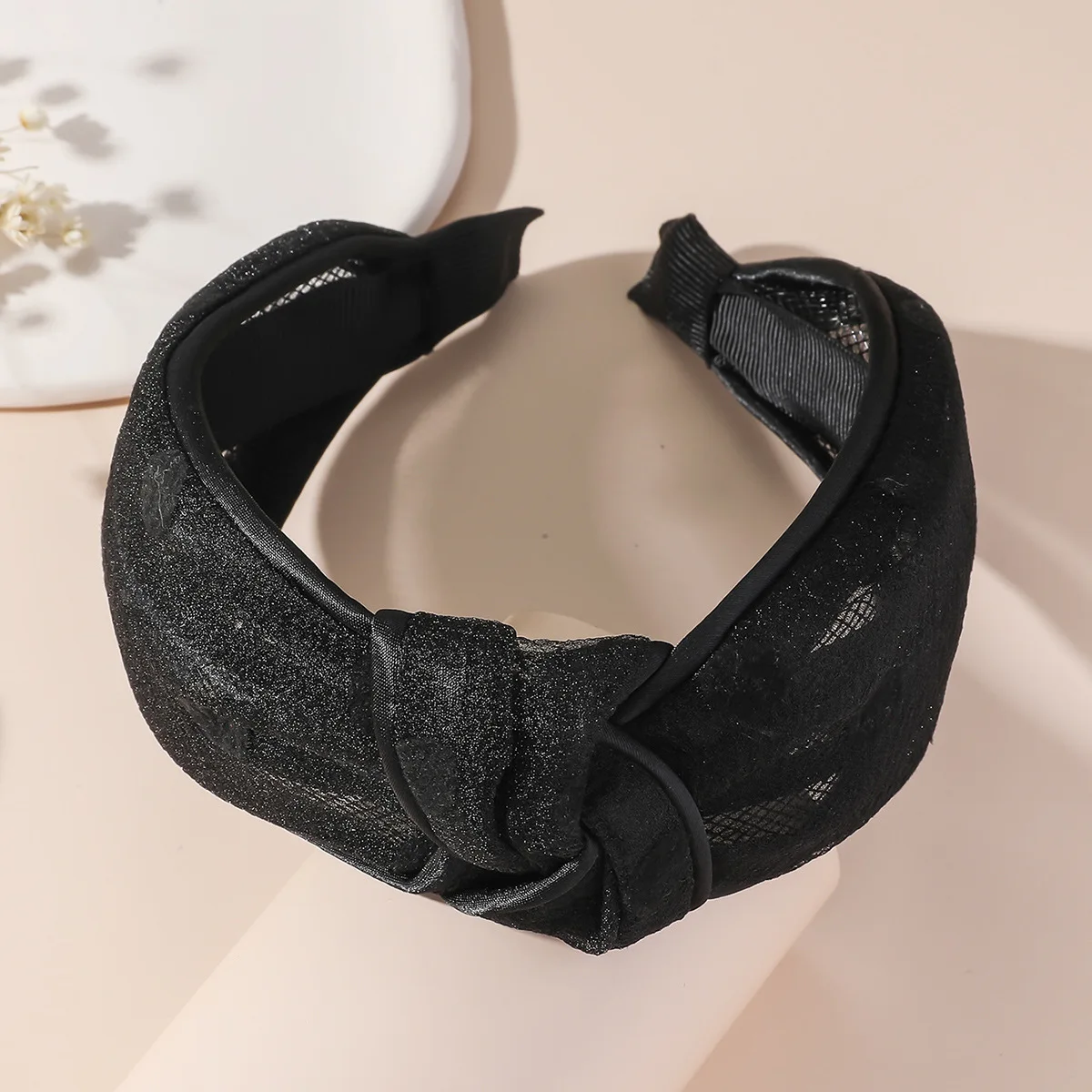 South Korea Net Red Gauze Headband Female Hundred Fairy out Knotted round Nodding Face Face Pressure Hair Wide Edge Headband