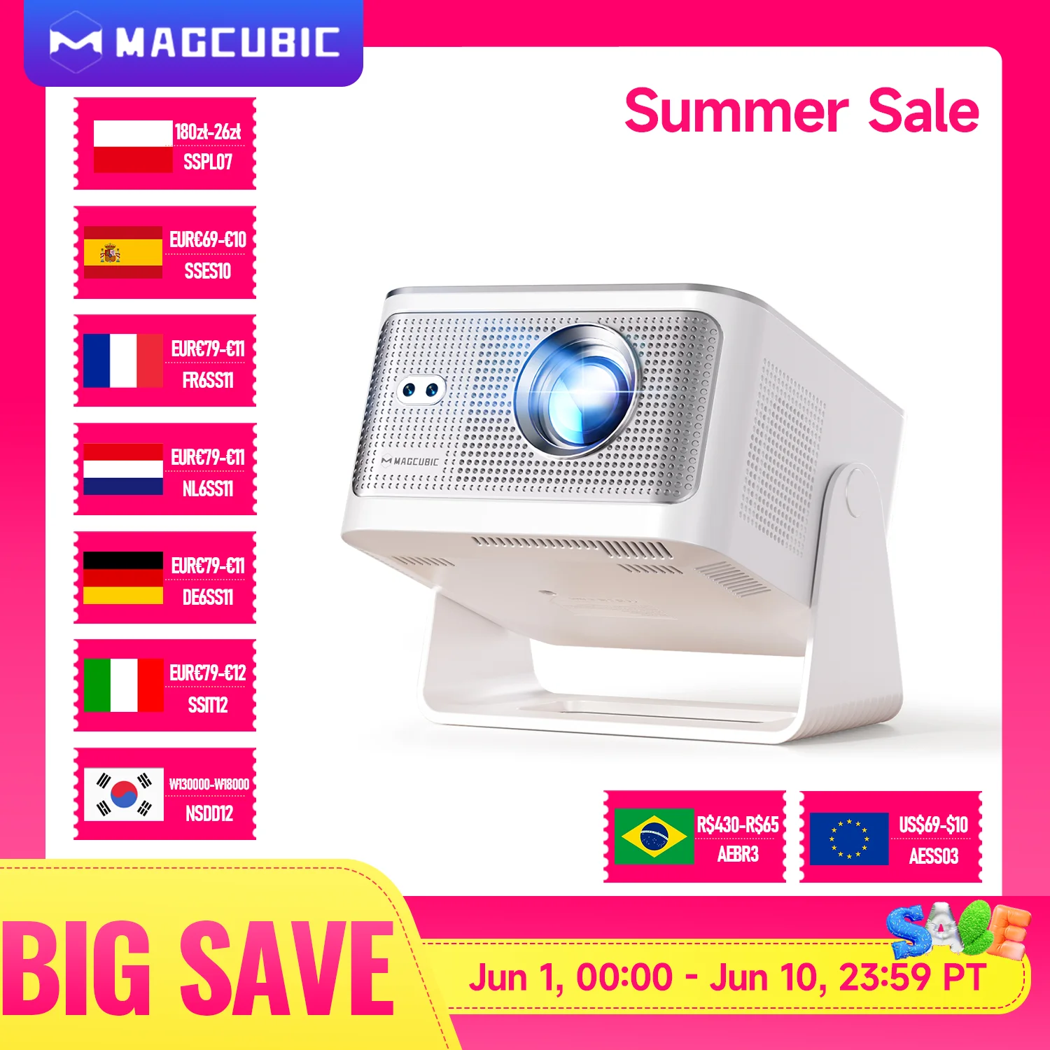 Magcubic 900ANSI Android 14 Projector Auto Focus Support 8K Native 1080P With Wifi6 BT5.4 16G Allwinner H726 Portable HY350Max