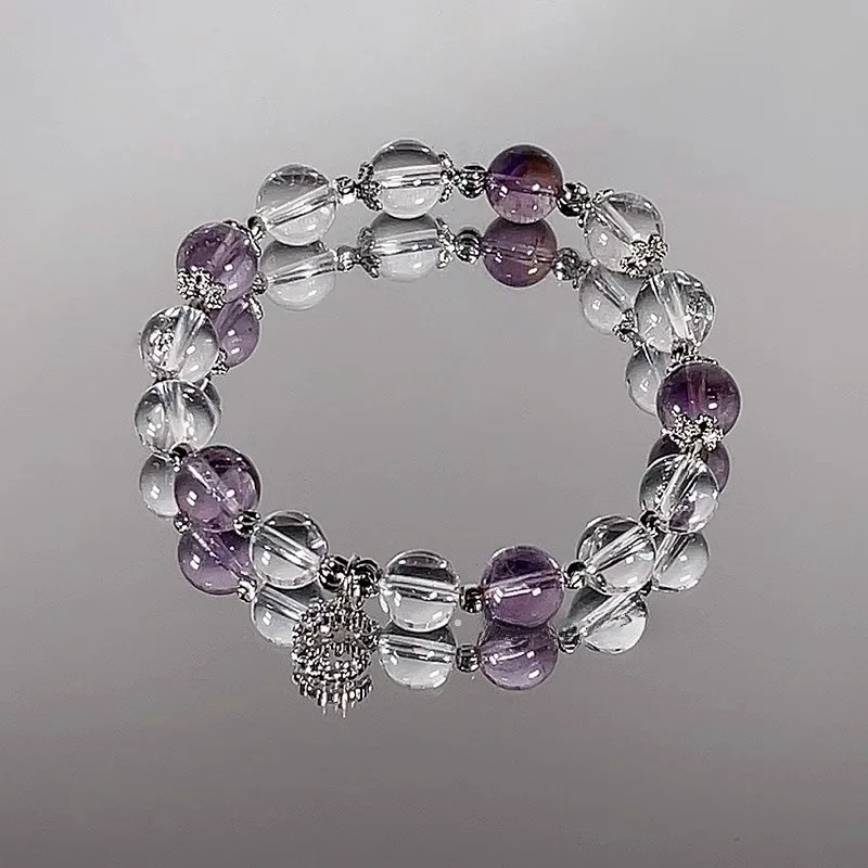 

Natural Purple Crystal Moon Bracelet Women's Light Luxury Fashion Lucky White Crystal Bracelet, Gift, Original Niche Design