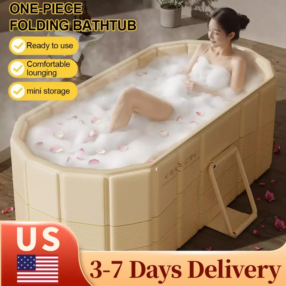 

Foldable Collapsible Ice Bath Tub Large Soaking Bathtub Dual Drainage Design Cold Plunge Tub for Hot Bath and Ice Bath