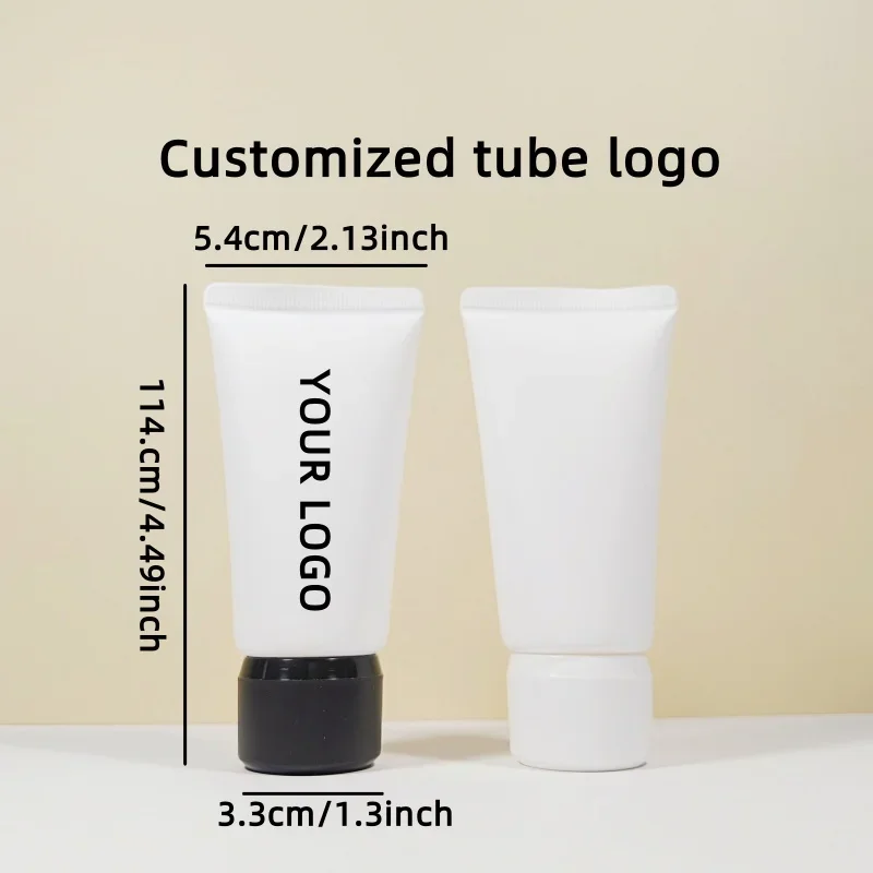 50 Uds. Tubos de compresión personalizados blancos esmerilados de 50ml, tapa de rosca negra/blanca, tubos de cosméticos, para cremas contenedores de cosméticos