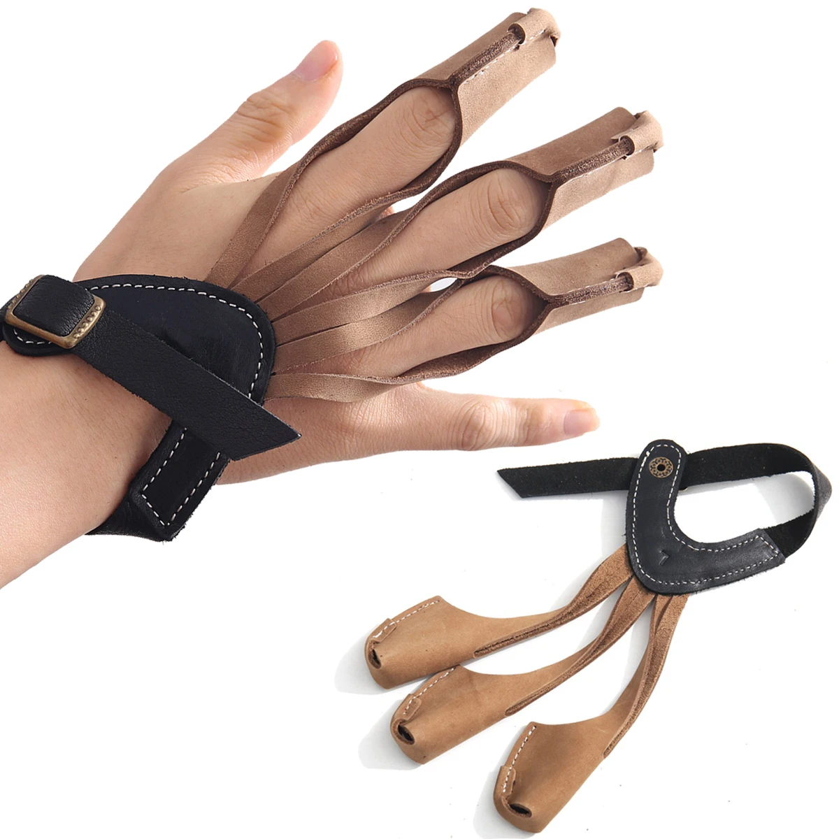 

Tactical Three-finger Finger Guard Leather Darts Protection Glove Hunting Recurve Straight Draw for Range Shooting Equipment
