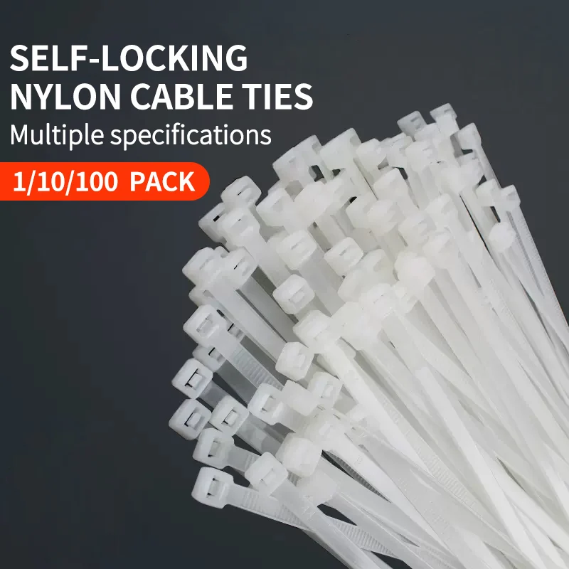 

5*150-8*500 Nylon Cable Tie Plastic White Self-Locking Cable Tie Binding Rope High Strength Fixed Belt Cable Tie