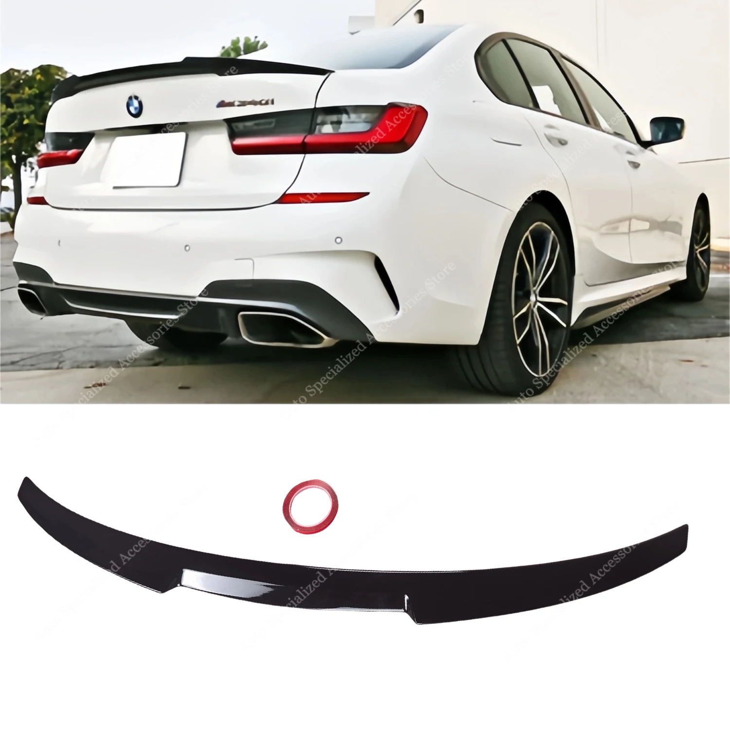 M4 Style Gloss Black Rear Trunk Spoiler For BMW G20 3 Series 320i 320d 330i 330d M340i M340d 2019-2025 Rear Trunk Tail Wing