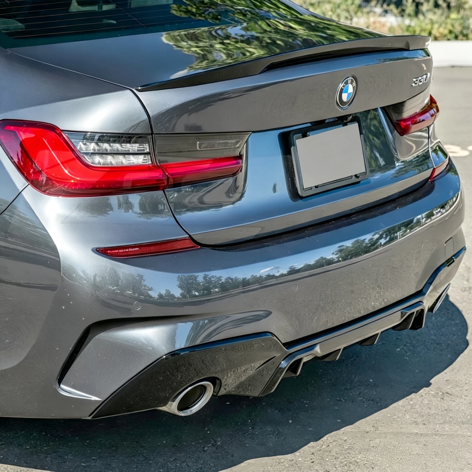 MP Style Glanzschwarz Diffusor Heckstoßstangen-Splitter Bodykit für BMW 3er G20 G21 320i 320d 330i M Sport Pre-LCI 2019-2022