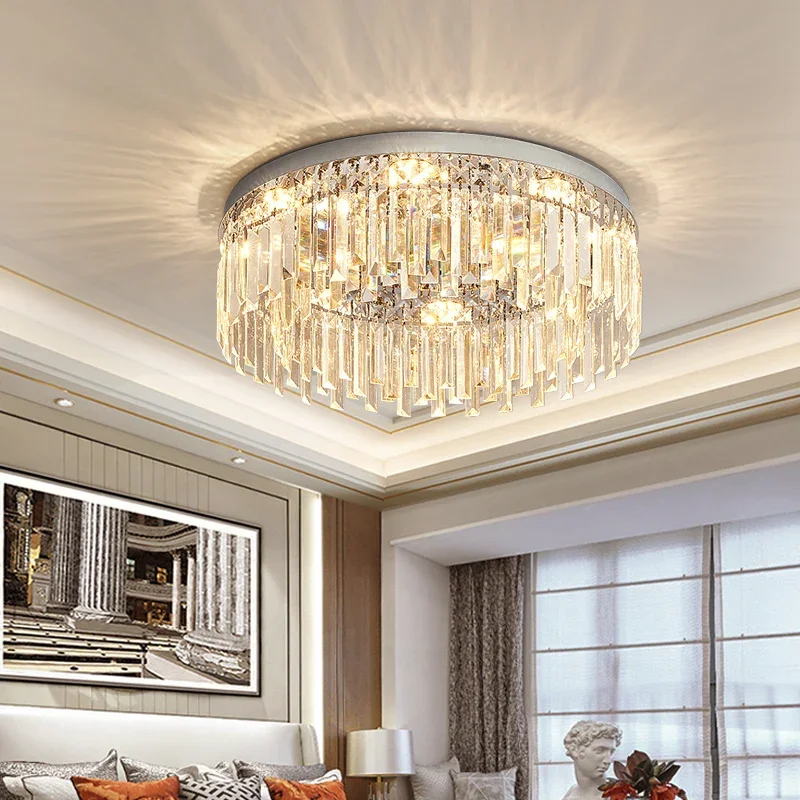 Imagem -03 - Luxo Crystal Led Teto Lâmpada Chrome Chandelier Lighting Fixture Decoração Moderna para Quarto Sala de Estar Casa Hotel 2023