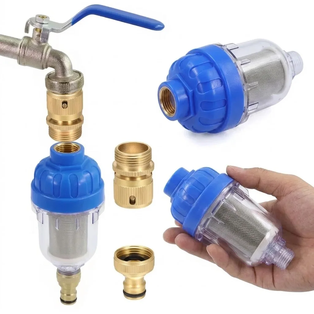 1/2 Inch 40 Micron Prefilter 16mm Pacifier Garden Taps Faucet Filter Quick Connector 316 Stainless Steel Screen Irrigation Hose