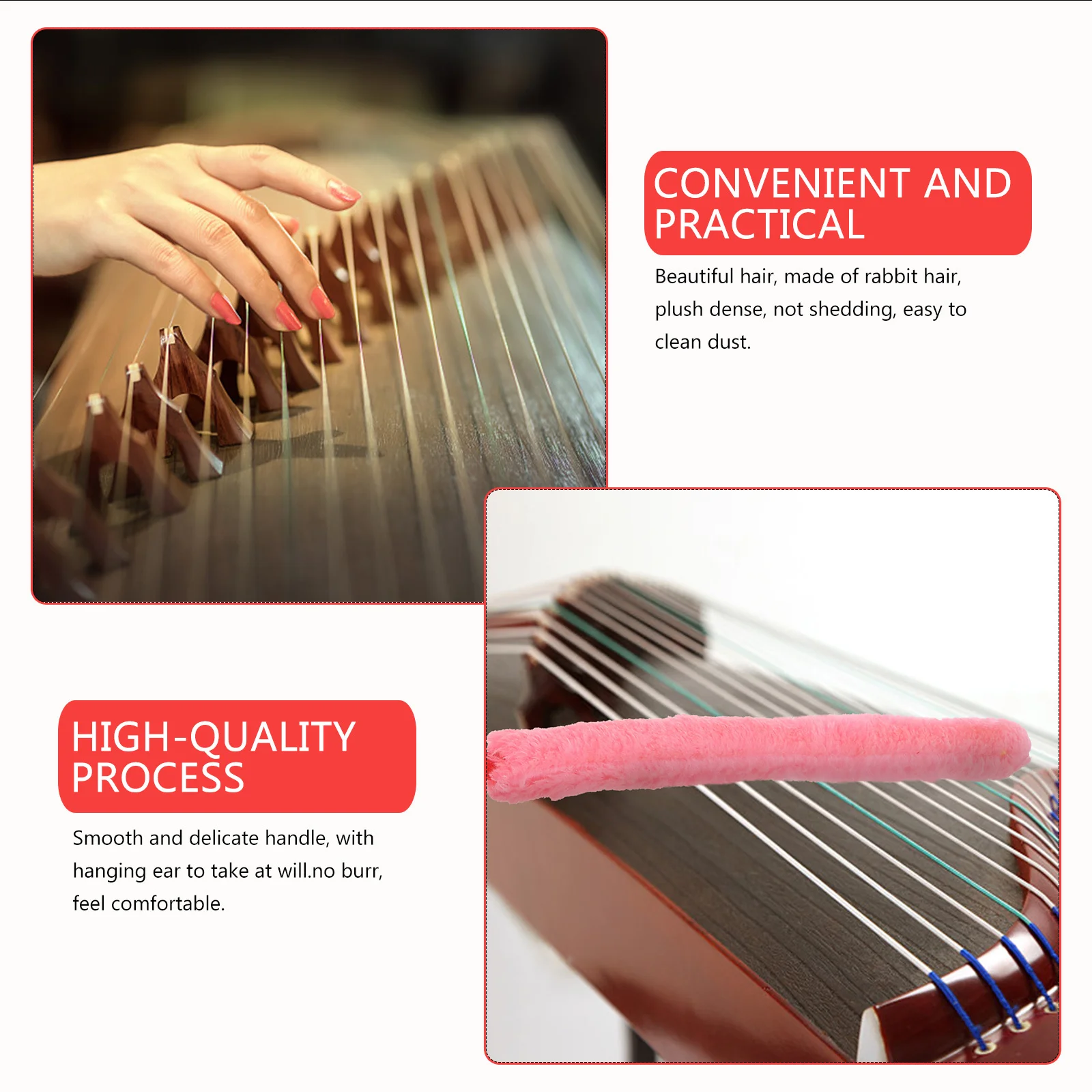 

3 Pcs Guzheng Cleaning Brush Brushes Tools Accessories Cleaner Hair Instrument Musical Dust Interior
