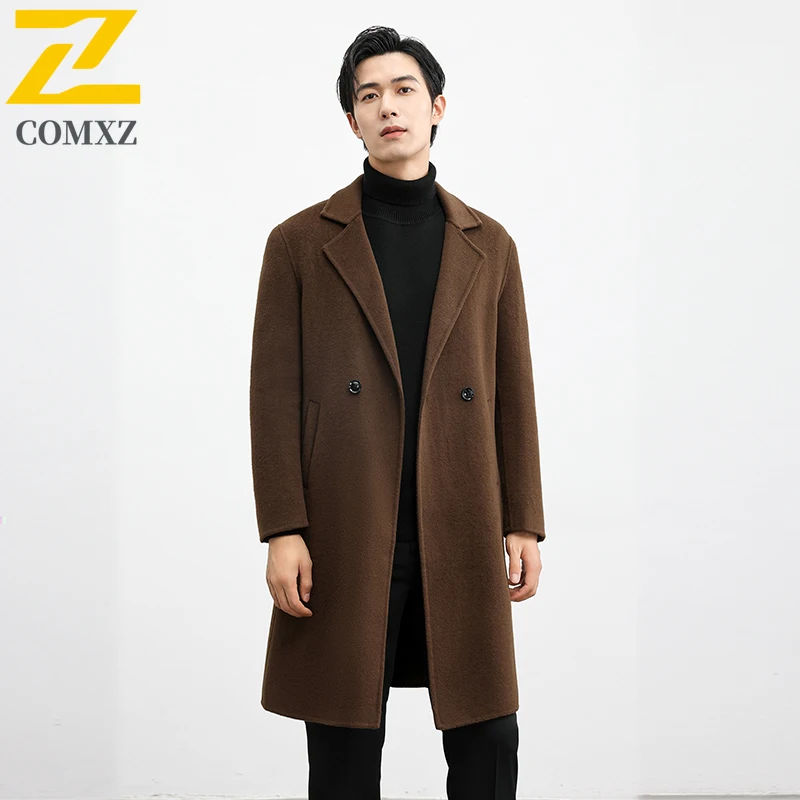 

COMXZ Premium Wool Overcoat Men Winter Korean Style Fashion Long Style Wool Jacket High End Double Breasted Casual TrenchCoat