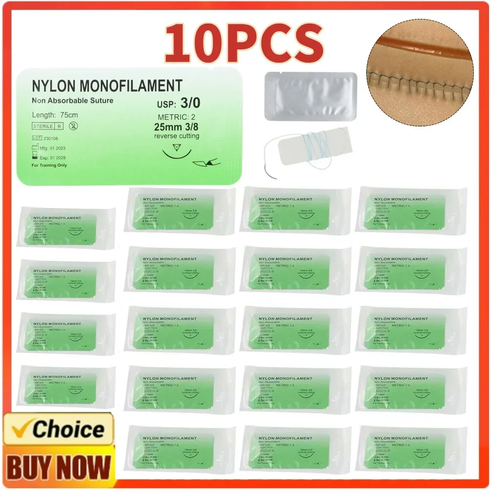 3/0 医療用歯科縫合糸 ナイロン シルク ポリプロピレン ポリエステル 外科シミュレーション縫合糸 医療学生教育用