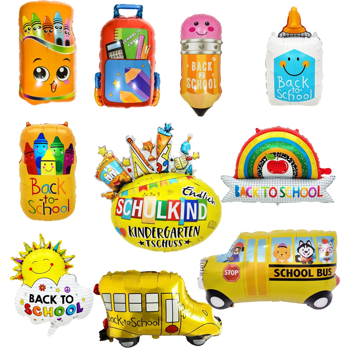 Back To School Balloons Crayon Pencil Box Schoolbag Balloon School bus Balls Back To School Decorations Classroom Decorate