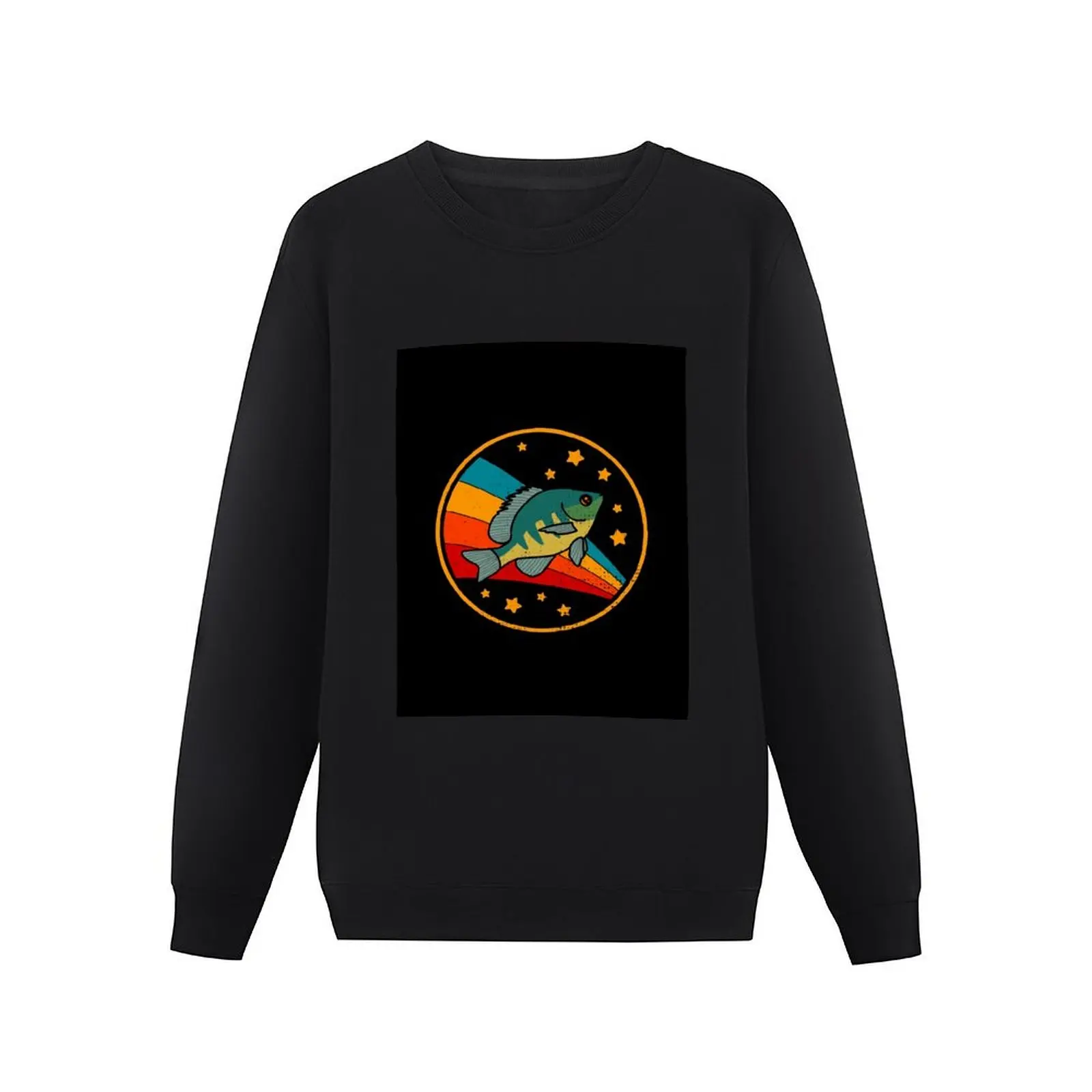 Retro Bluegill in Space Fishing Sport And Angling Fisherman Pullover Hoodie korean clothes new sweatshirt