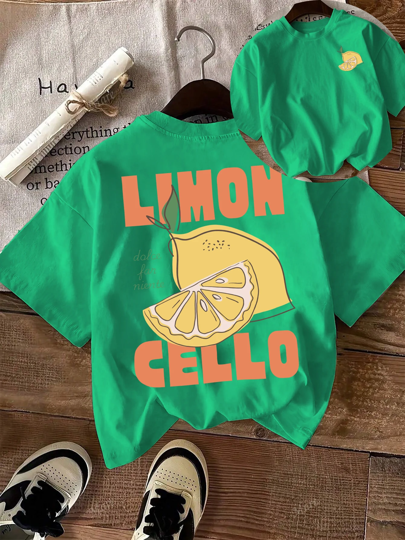 

Lemon Cello Art Fruit Print Women T-Shirt Summer Cotton T Shirts All-Match Casual Short Sleeve Oversized O-Neck Streetwear