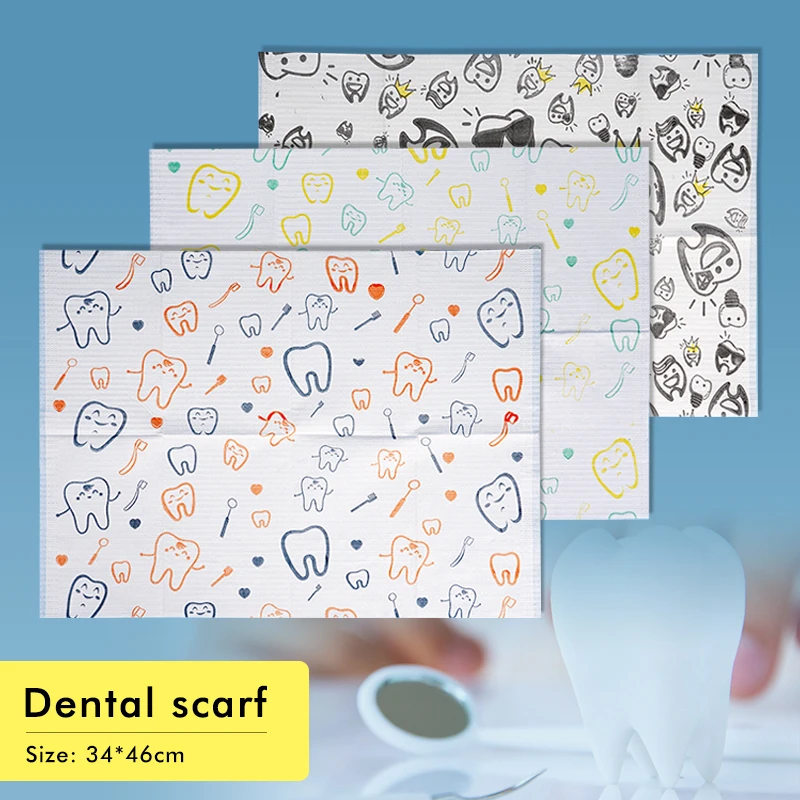 10pcs Dental Cute Scarf Chest Towel Disposable Dentist Bibs Tattoo Clean Waterproof Covers Baby Apron Pad Hygiene Care Material