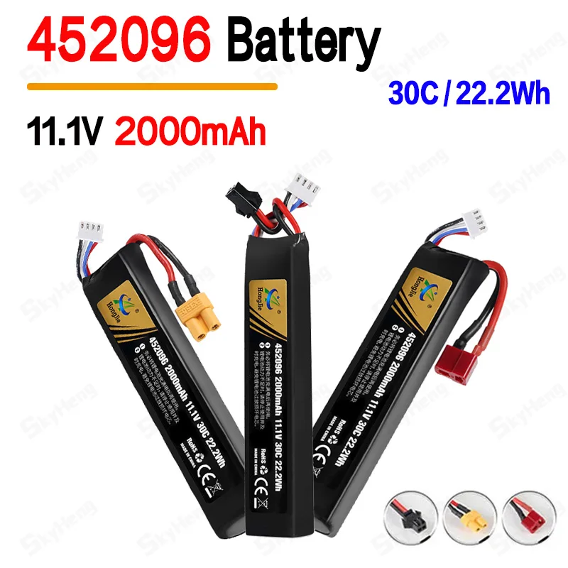 11.1V 2000mah Soft Bullet Gun Battery 30C 452096 Lipo Battery T/SM/XT30 For Airsoft Bb Air Pistol Electric Toys Water Guns Parts