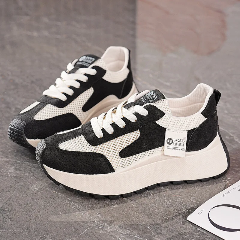 New Designer Hallow Sneakers for Women Spring Summer Fashion Casual Sneakers Female Black White Platform Sports Shoes Woman