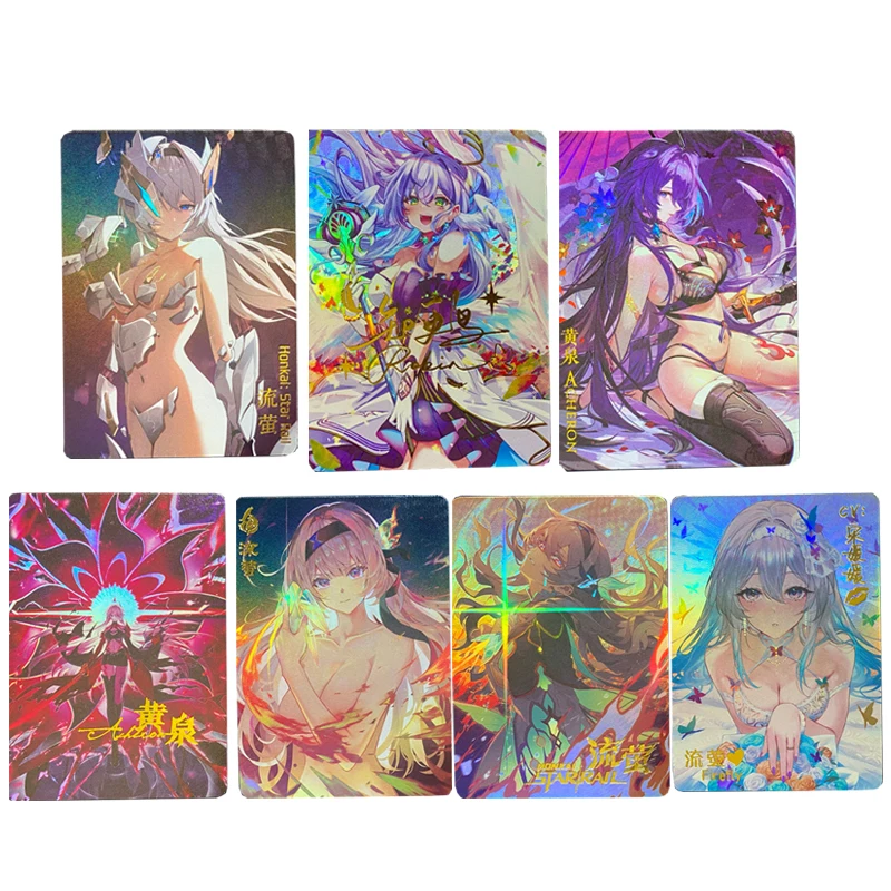 

Genshin Impact Ryuhoru Raiden Shogun DIY 7PCS Collectible Cards Holiday Gifts Refraction Glitter Shatter Twinkle Star Twinkle