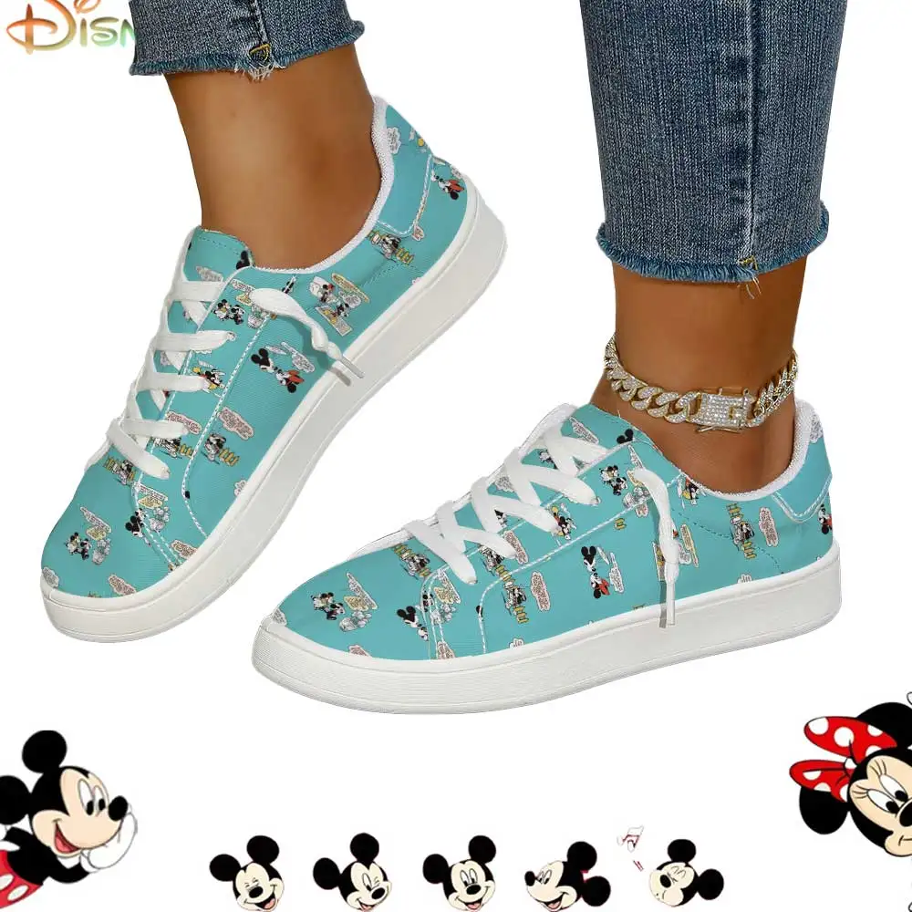 

Disney Mickey Mouse Printed Teal Canvas Casual Sneakers for Women