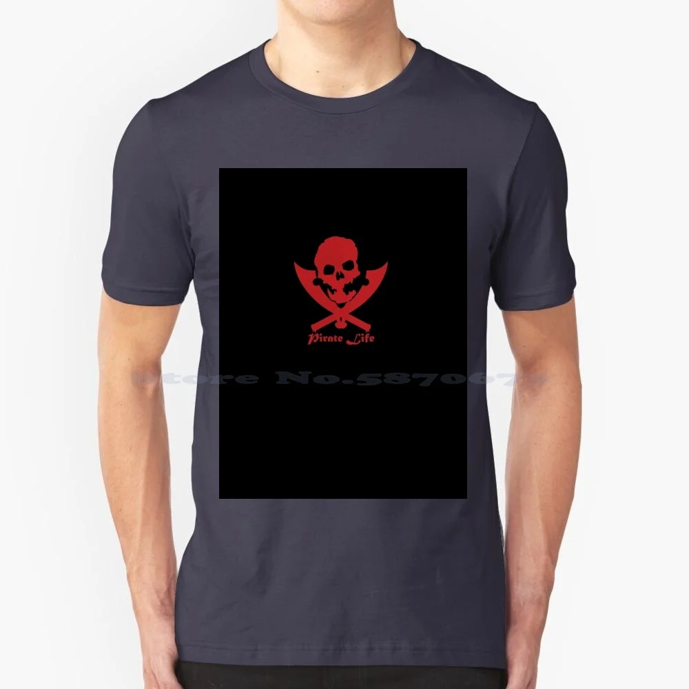 Pirate Life T Shirt 100% Cotton Tee Ship Sea Thieves Skull Sailing Piracy Grog Jolly Roger Skeleton Crossbones Ahoy Captain