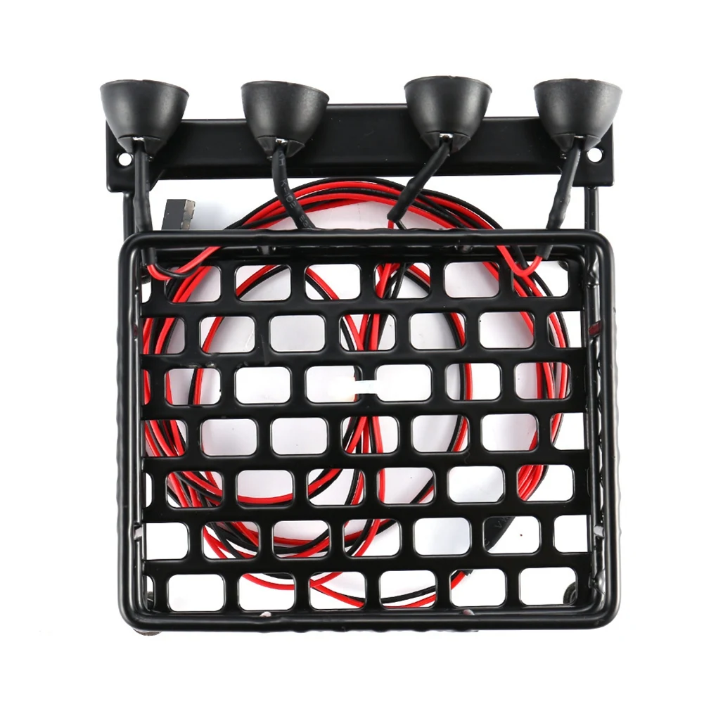 LAVD Metal 115X107Mm Luggage Carrier Roof Rack with Spotlights for Tamiya CC01 CR01 RC4WD D90 Axial SCX10 1/10 RC Crawler Car