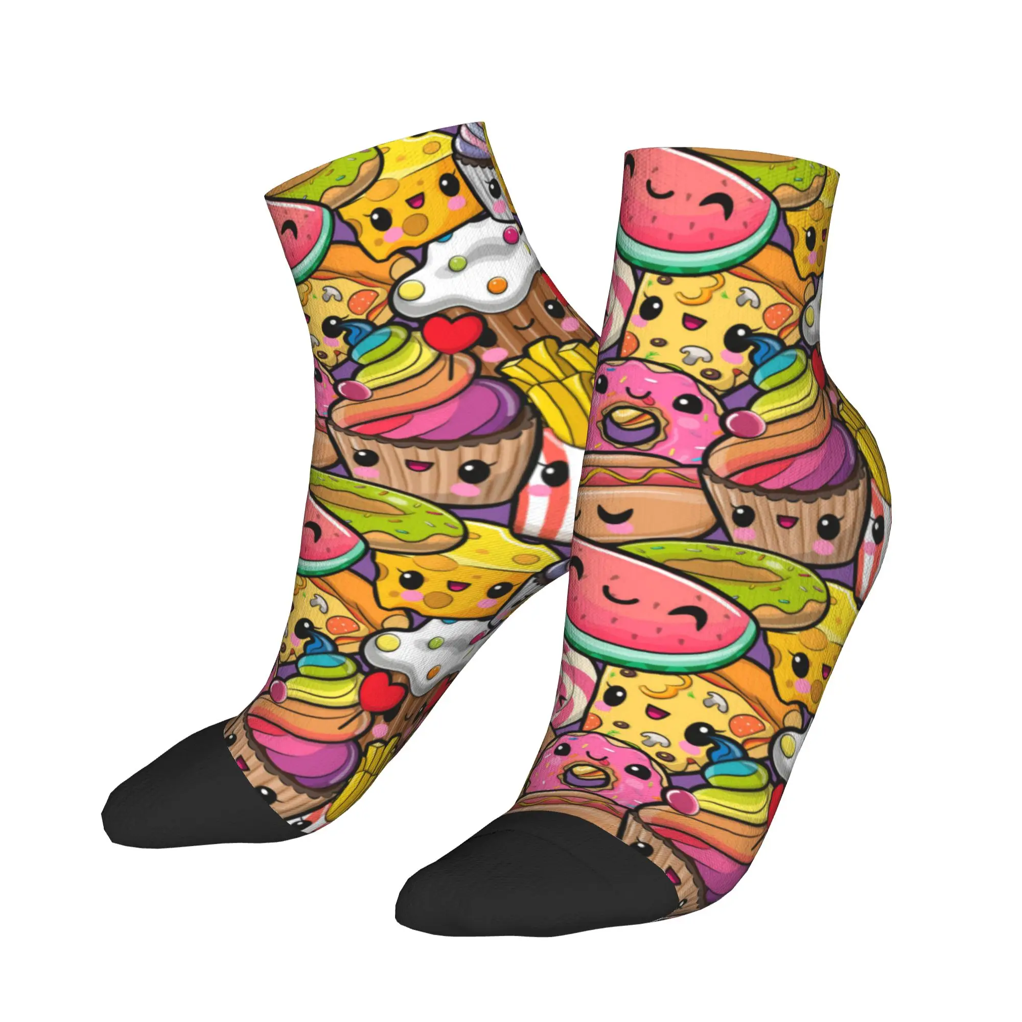 

Cute Kawaii Fast Food Print Casual Socks For Men's Korean Quality Ankle Socks Spring Running Graphic Non Skid Sock
