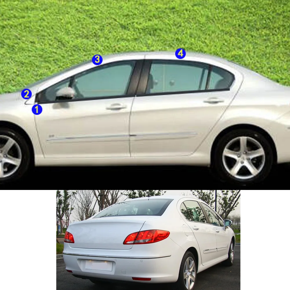 

For Peugeot 408 2010 2011 2012 2013 Car Sticker Garnish Pillar Window Middle Strip Trim Frame Hoods