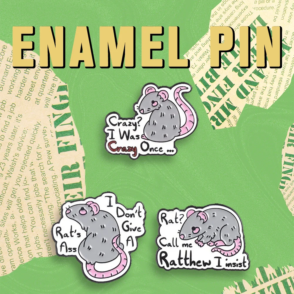 Funny Sarcastic Rat Enamel Pins Set 