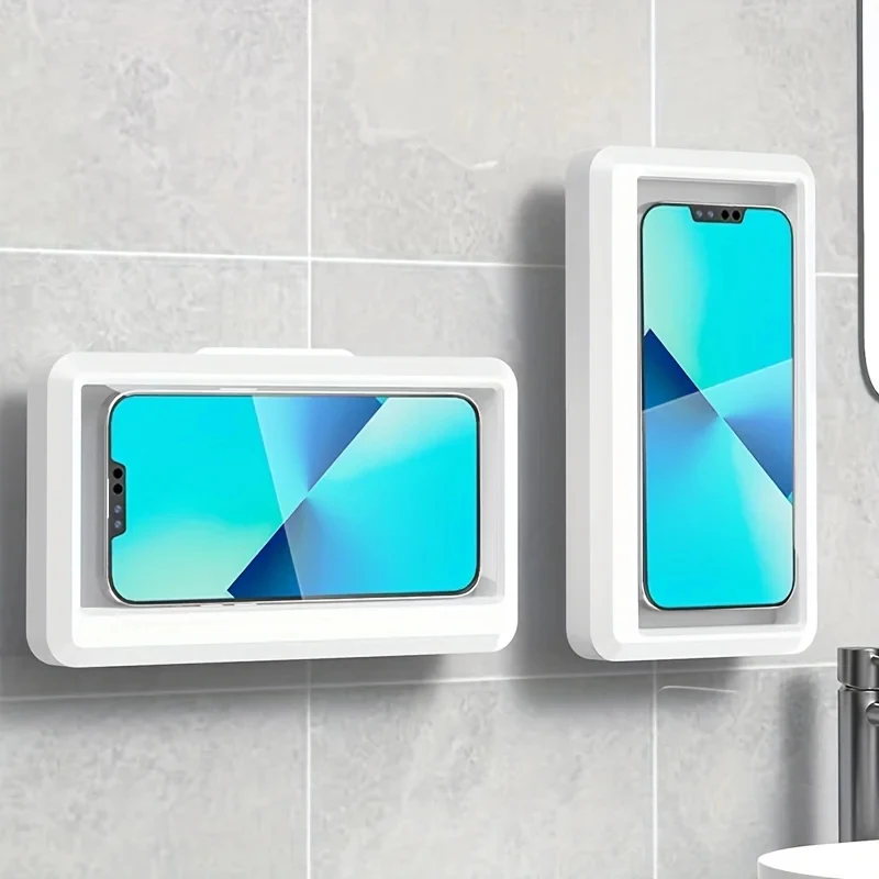 Bathroom Phone Holder Shower Waterproof Phone Case Seal Protection Touch Screen Mobile Phone Box For Kitchen Wall Stand Shelves