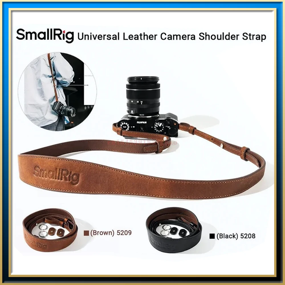 SmallRig Universal Leather Camera Shoulder Strap w O-Ring for SONY for Nikon for DSLR Camera Load Capacity of 10kg Brown/Black