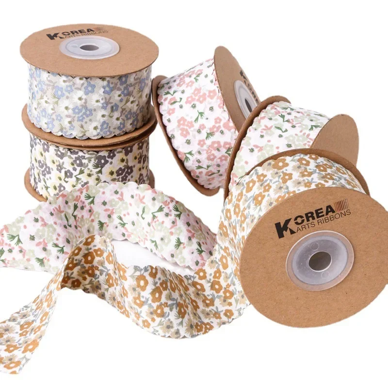 5yards 25/38mm Wavy Edge Plum Blossom Printed Ribbon for Clothing Sewing Supplies DIY Hair Bows Gift Wrapping Craft Accessories