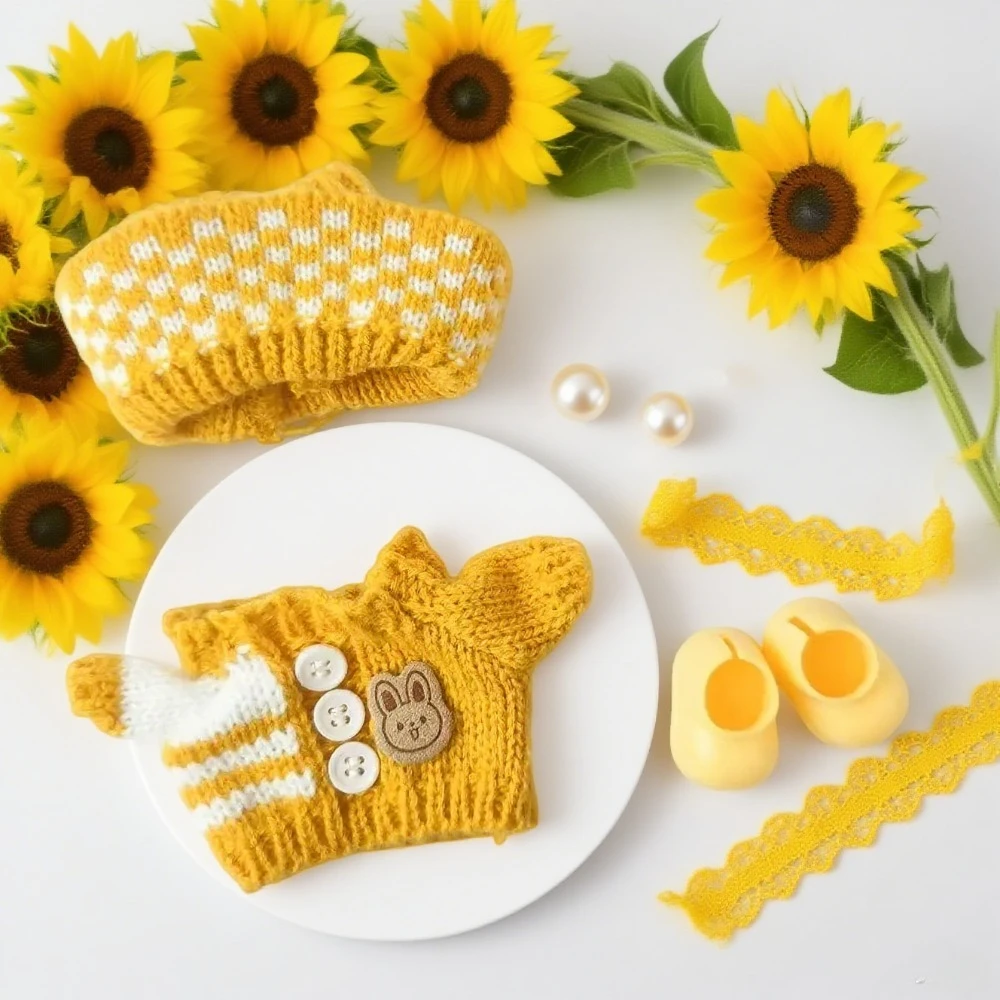 

Аксессуары для кукол Labubu 15-17 см, одежда с этикеткой в виде медведя, шляпа, свитер с любовью, милые украшения, маленькая одежда, коллекционные игрушки