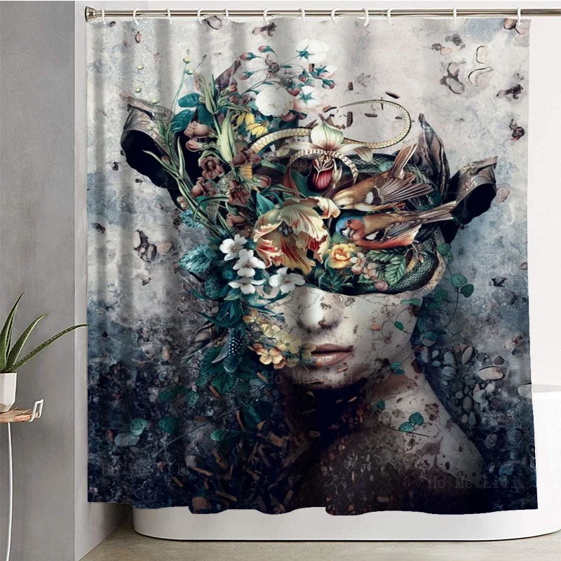 Dark Skull Floral Gothic Style Fragility Of Being Surrealist Art Mother Portrait Shower Curtain By Ho Me Lili For Bathroom Decor