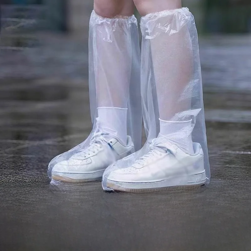使い捨てロングチューブレインブーツカバー-防水-滑り止め-厚手-耐摩耗性-雨の日用-大人と子供向け