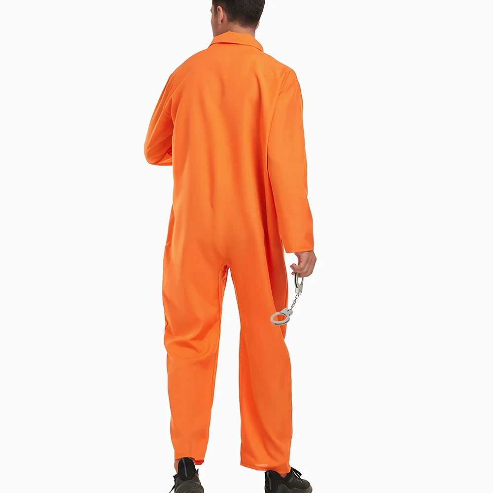 Костюм для косплея заключенного, комбинезоны для взрослых, тюремный комбинезон, костюм на Хэллоуин, реквизит, оранжевый тюремный наряд, маскарадный реквизит, униформа