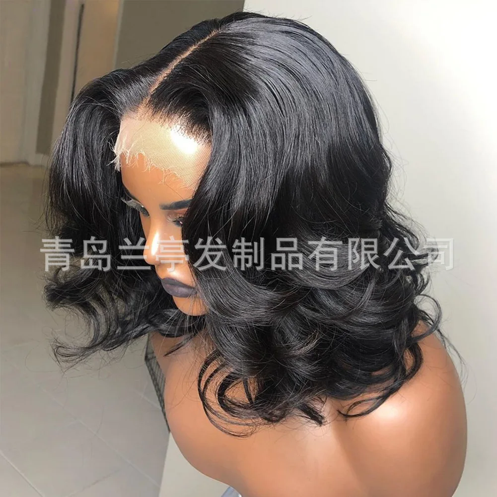 Synthetic Lace Front Wig Fashion Short Wavy Side Part Cosplay Party Hairpiece for Women Big Curls Hair Synthetic Fiber