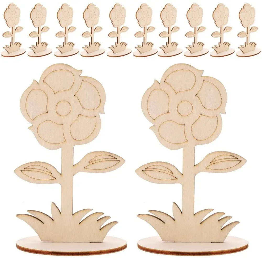 2026 New Unfinished Wooden Flower Cutouts, Premium DIY Painting Crafts for Wedding Home Office Decoration