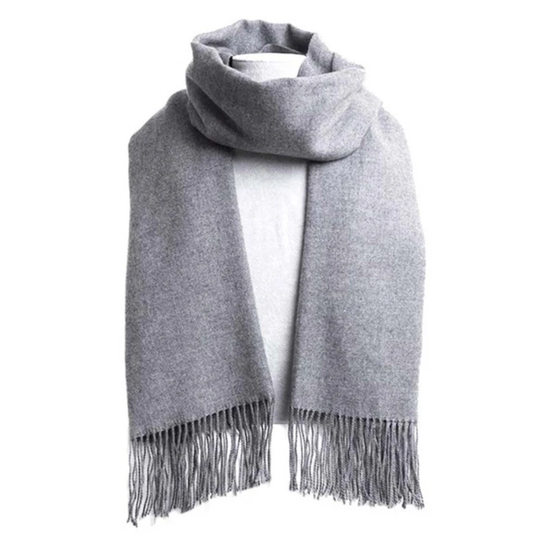 Wool Scarves Winter Soft Warm Cashmere Shawl Thickened Long Tassel Shawl Warm Scarf Fashion Solid Color Women Man Scarf