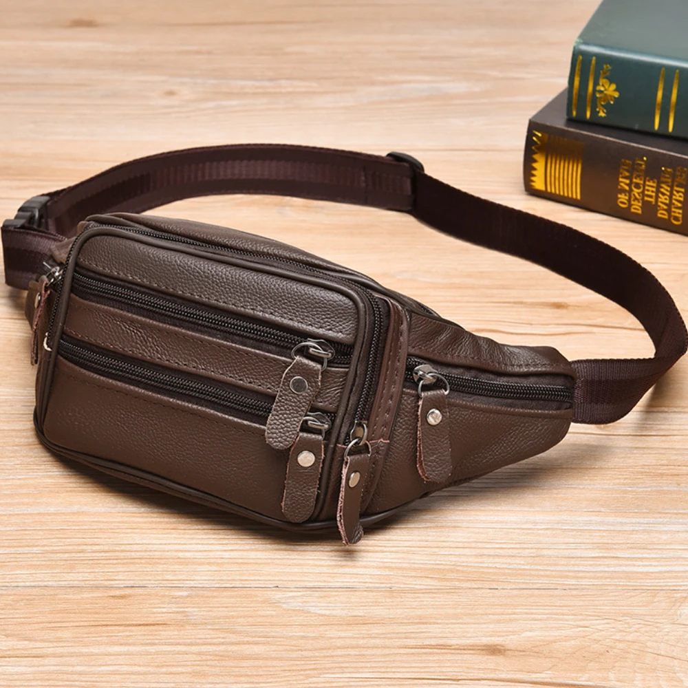 

Мужская поясная сумка из водонепроницаемой искусственной кожи большой вместимости на молнии для рабочих и путешествий, для телефона, мужская сумка-бананка