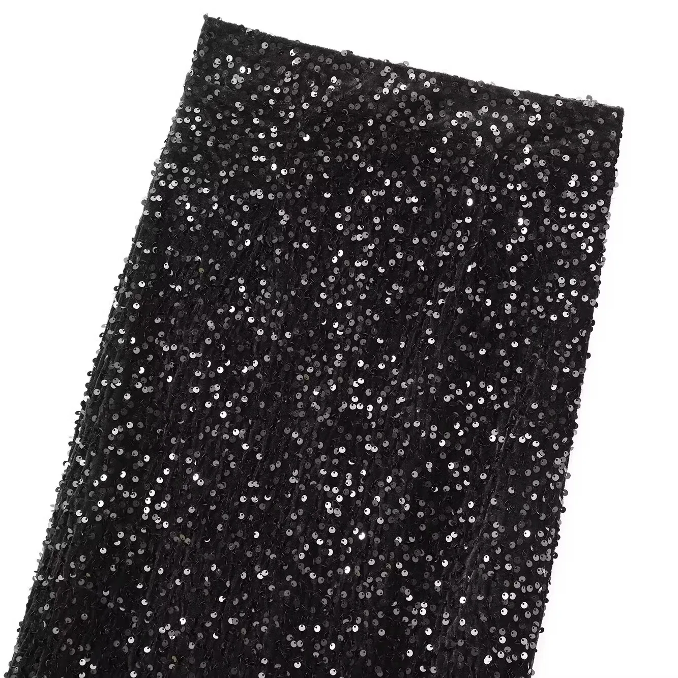 

ZBZA Faion Sequin Velvet Split Ba Skirt Women's Autumn New Sle Versatile A-Line Midi Skirt Polyester Fiber