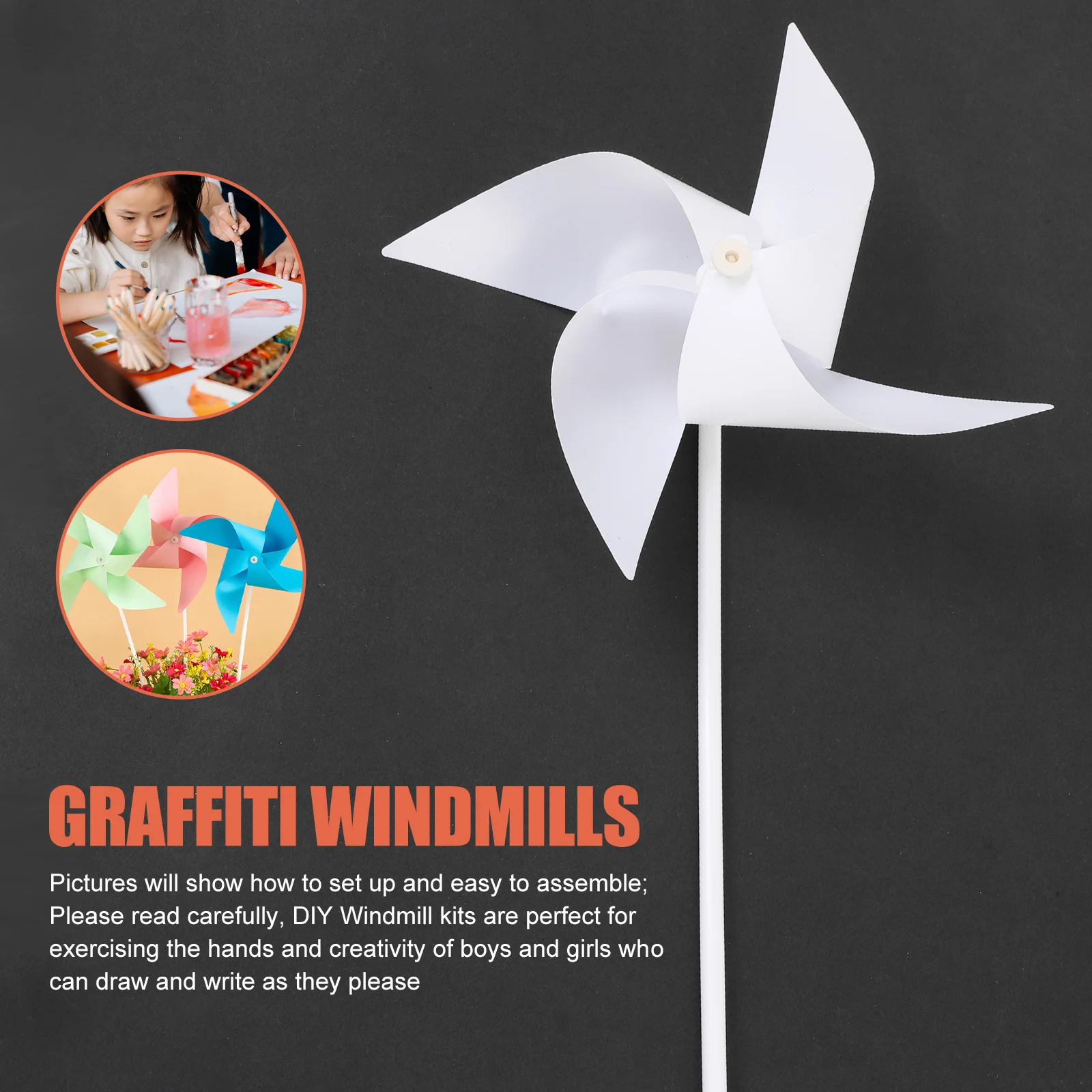 24 Pcs Baby Toys Graffiti Pinwheel Paper Windmill DIY Children Painting Educational Kids White Pinwheels Mother