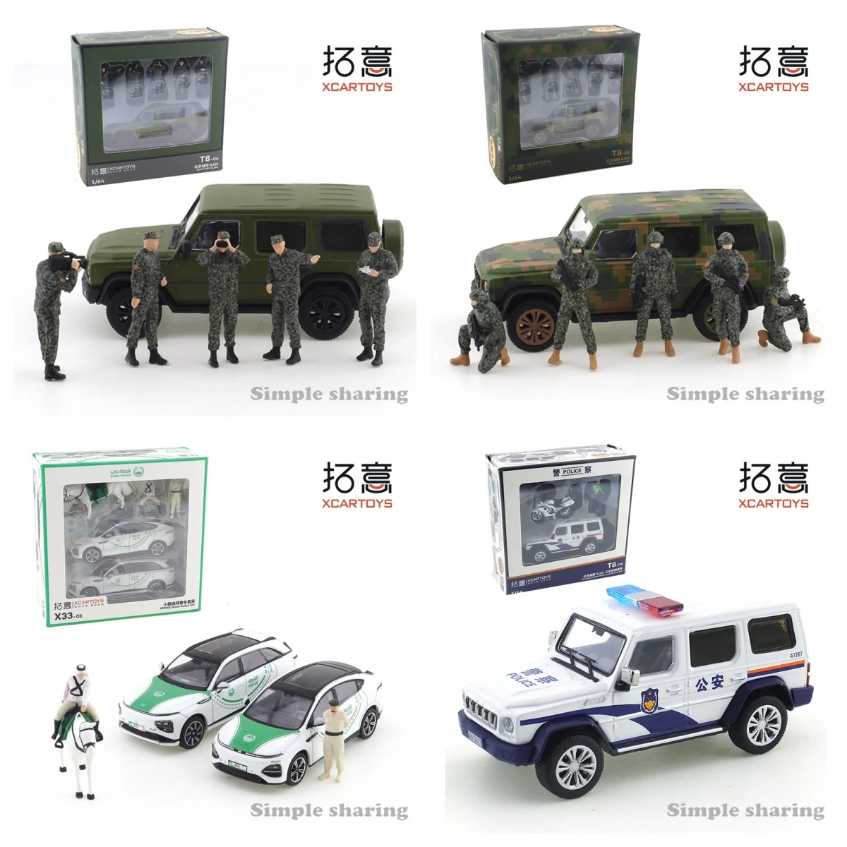 

XCARTOYS 1/64 X33-01 Xiaopeng Dubai Police Car Set Simulation Alloy Small Car Model Collection Ornament