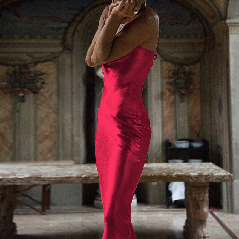 Damskie sukienki imprezowe Wiosna Lato Nowe Seksowne Solidne Slim Bez rękawów Bez pleców Temperament Maxi Sukienki Dla Kobiet Robe Femme