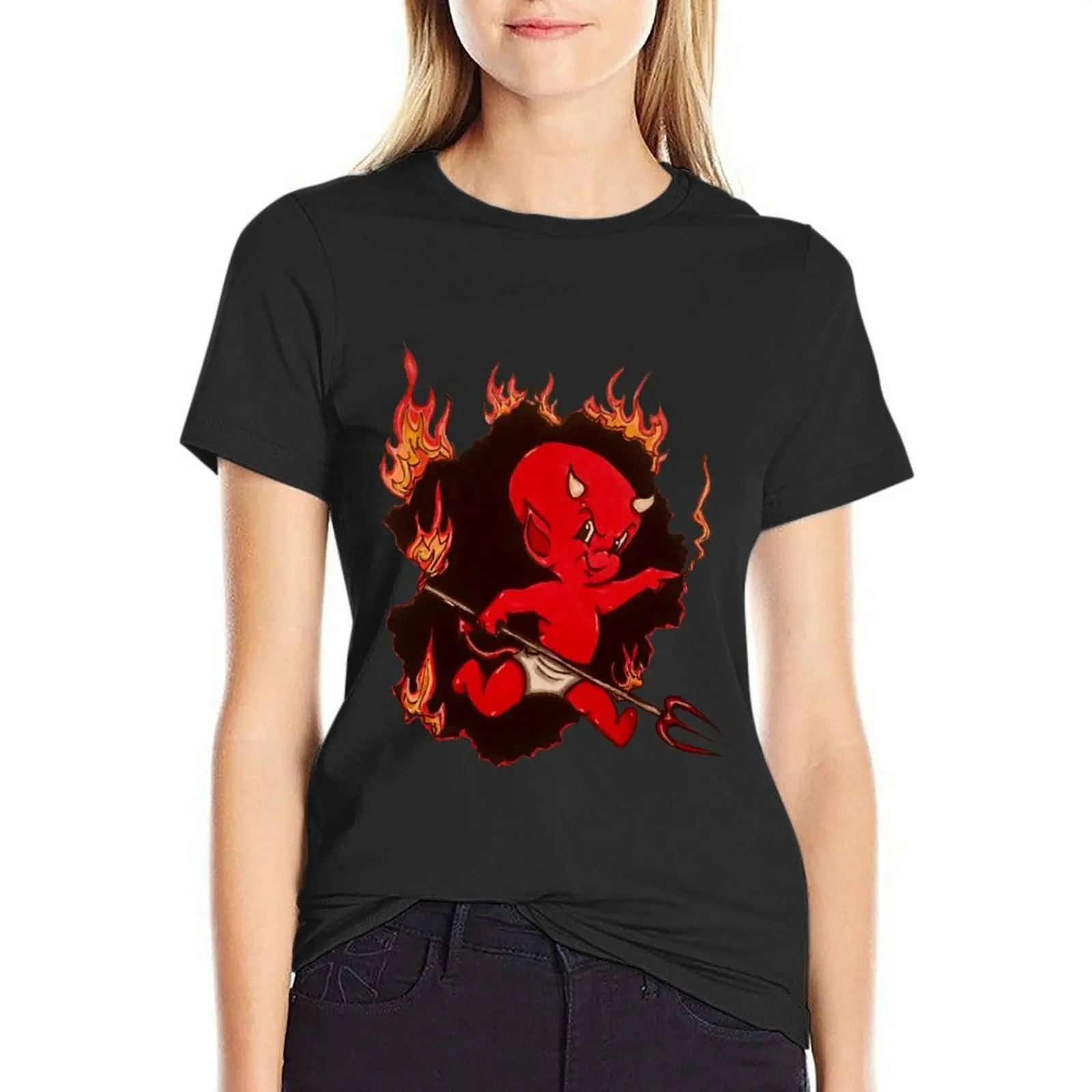 

Lil' Devil Hot Stuff T-Shirt summer top funny Aesthetic clothing workout t shirts for Women