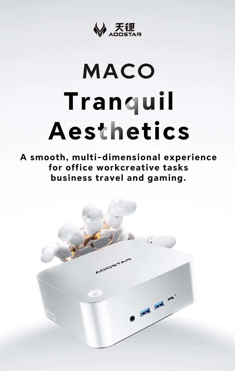 AOOSTAR MACO Mini PC AMD Ryzen 7 H255 Mini PC Windows 11 WiFi 6 USB4 Gaming PC DDR5 5600MHz Support 4 Display 4K/8K Computer