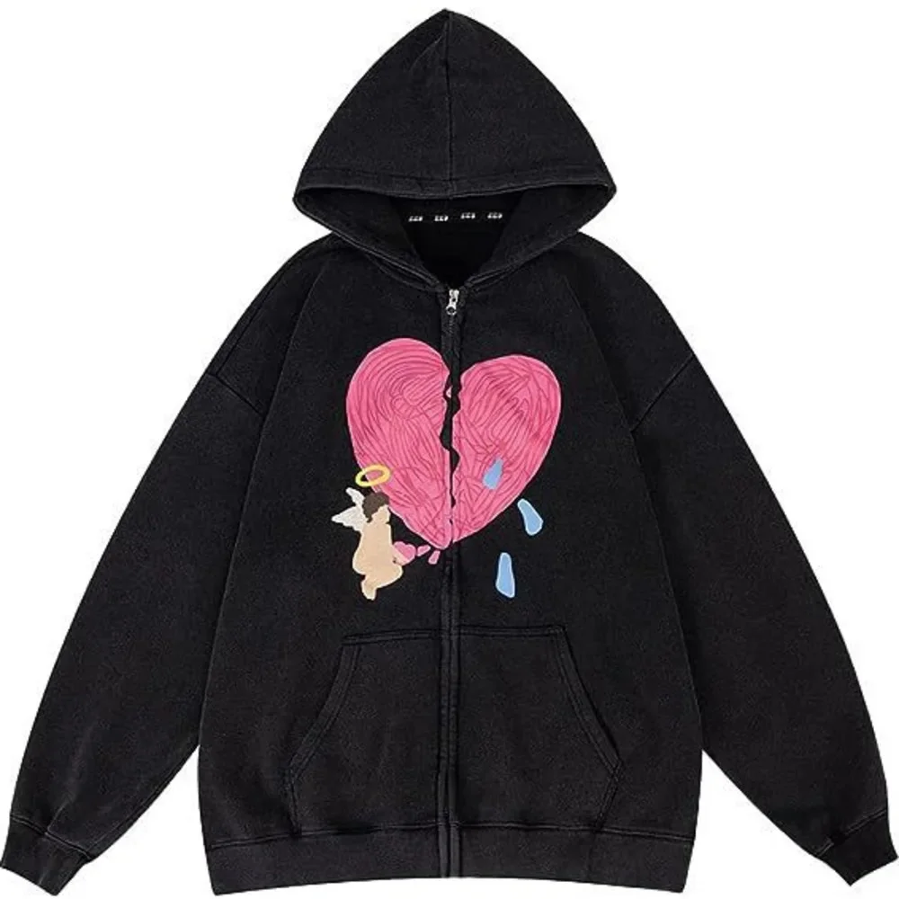 Y2K Graffiti Streetwear Autumn Winter Versatile Loose Hip Hop Hoodie Sweatshirt Funny Unisex Harajuku Cartoon Graphic Pullover