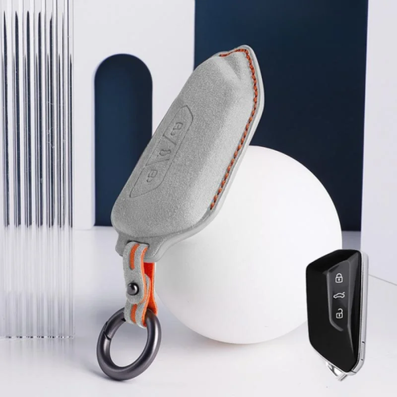 A + جلد الغزال سيارة مفتاح بعيد فوب غطاء لشركة فولكس فاجن جولف 8 MK Teramon ID.3 ID.4 #4