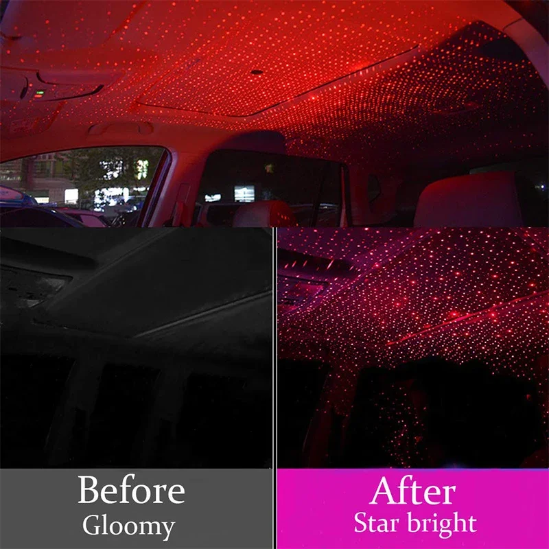 USBMini Starry Laser Atmosphere Ambient Projector Lights NEW Car Roof Star Light Interior Auto Decoration LED Night Galaxy Lamp - Image 5