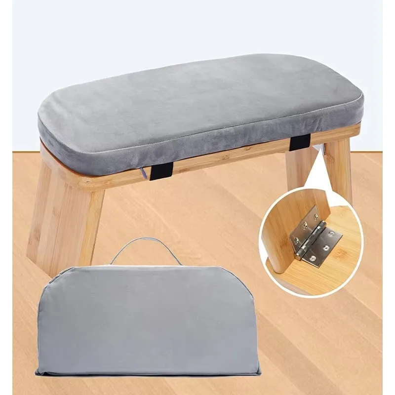 Meditation Bench Ergonomic Bamboo Yoga Stool with Carry Bag and Cushion