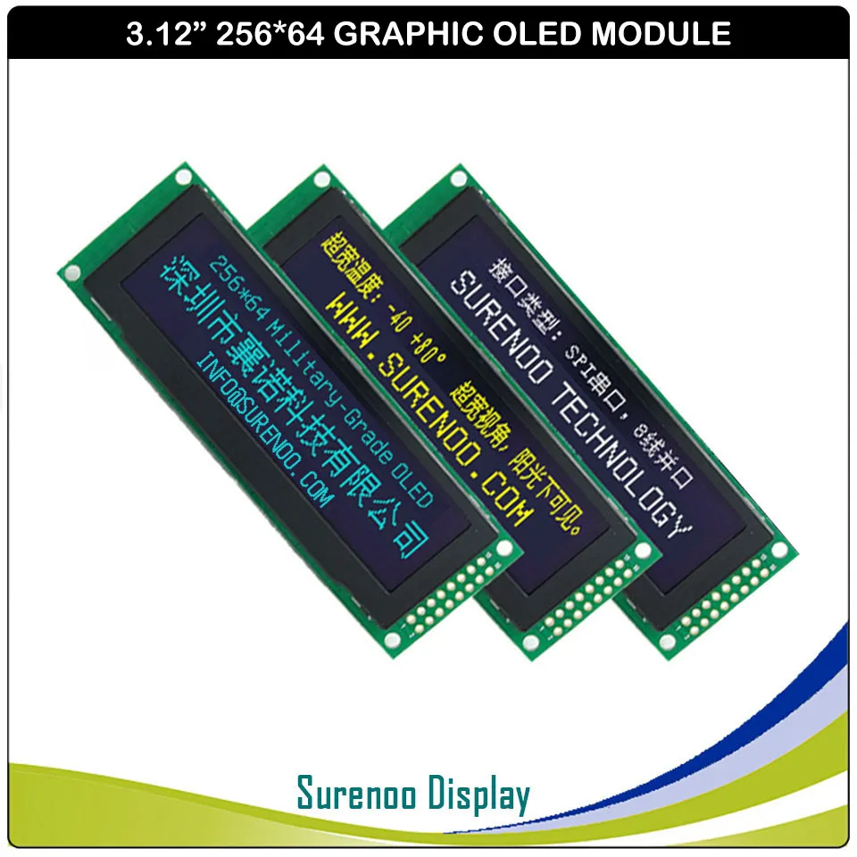 Real OLED Display, 3.12" 256*64 25664 Dots Graphic LCD Module Display Screen LCM Screen SSD1322 Controller Support SPI