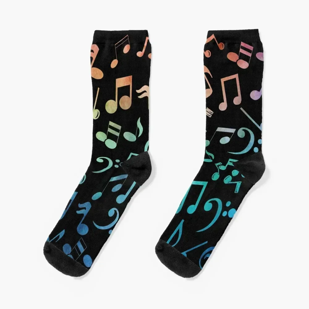 

Watercolor Music Notes Socks hockey Soccer Men's crazy Socks For Men Women's